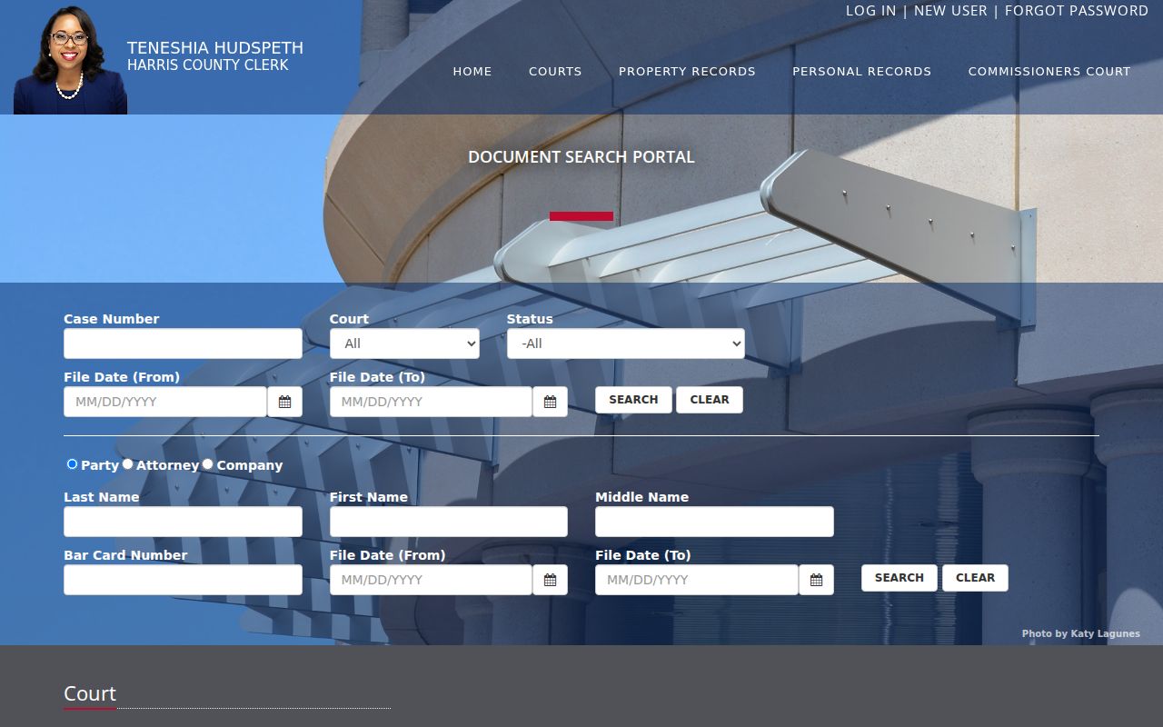 Channelview resident lookup Harris County Clerk CourtSearch controls