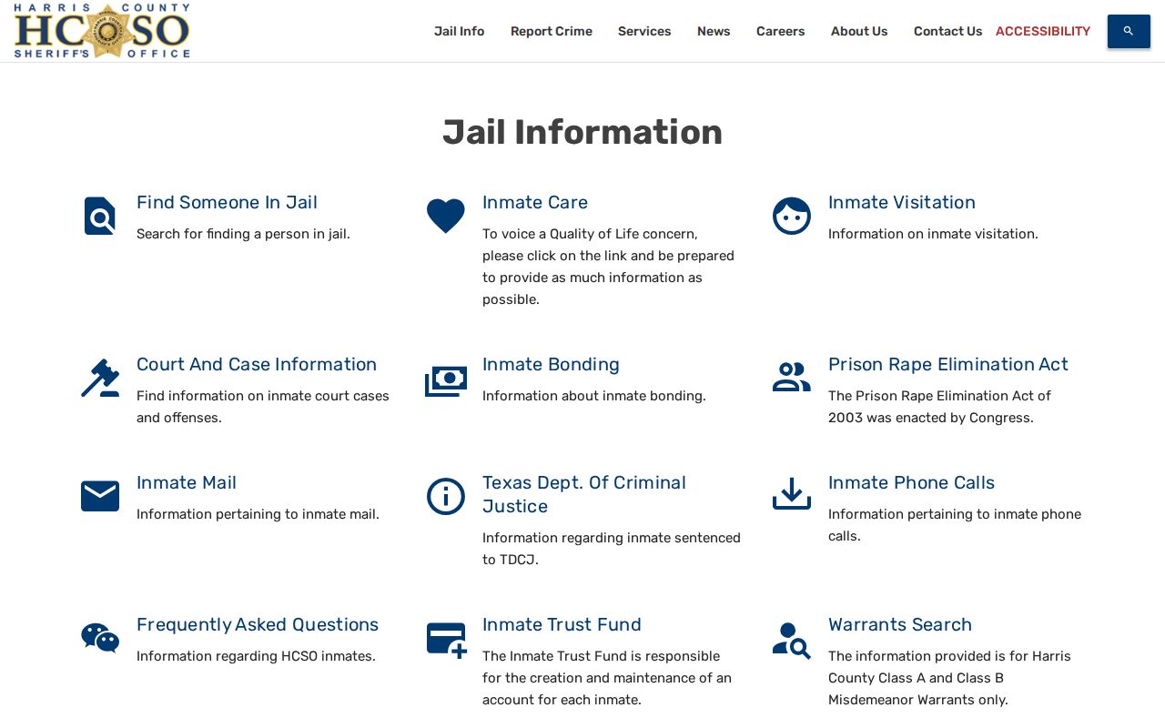 Channelview residents directory Harris County jail information route